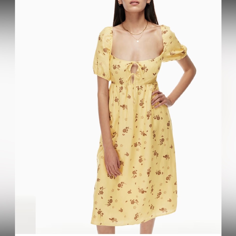 Aritzia Wilfred Organic Linen Rowena Midi Dress Cottagecore Feminine Milkmaid 4